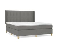 cama box spring con colchon tela gris oscuro 180x200 cm rayas verticales