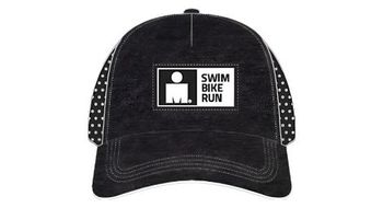 Gorra de corredor ironman big mdot sbr negra blanca