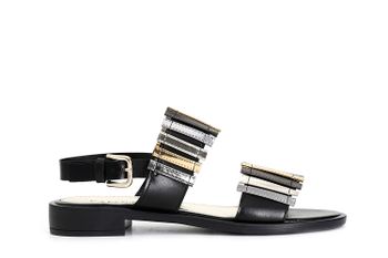 sandalias de fraile con múltiples tiras en la pala multi black