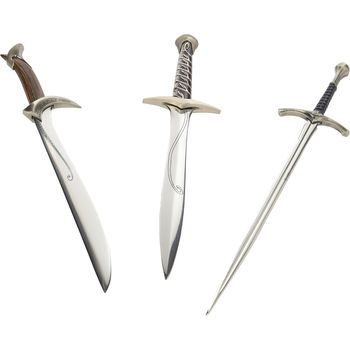 El Hobbit Set De 3 Abrecartas Espadas Glamdrin Sting Y Orcrist Noble Collection