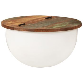 Mesa De Centro De Madera Maciza Reciclada Blanca 50x27 Cm Vidaxl