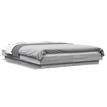 Estructura Cama Con Luces Led Madera Gris Sonoma 140x200 Cm Vidaxl