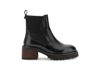 botines de piel con elásticos y suela track black
