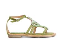 sandalias de ante con accesorio de pedreria green