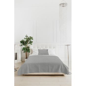 Cubrecama Vichy Gris -  Cama150 (250x280)