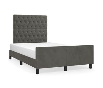Estructura cama con cabecero terciopelo gris oscuro 120x200 cm diseño de botones