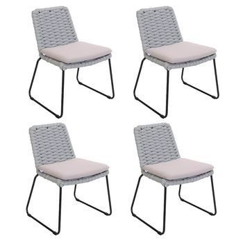 Balero Silla De Jardín De Mimbre Gris Claro - Set De 4