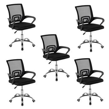 Pack 5 Sillas De Oficina Ergonómicas Base Cromada