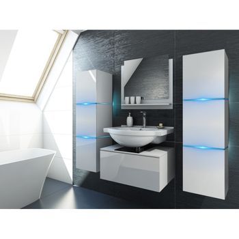 Conjunto De Muebles De Baño Blanco Colección Owl. 2 Columnas 37x110x35, Mueble Bajo Lavabo.