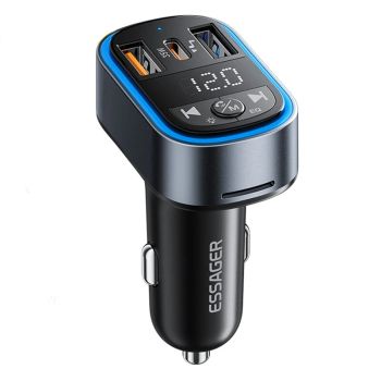 MENSAJE F748 transmisor FM bluetooth 5.3 2USB-A+USB-C PD3.0 QC3.0 FCP AFC iP2.4 Cargador USB para coche Pantalla LED dig
