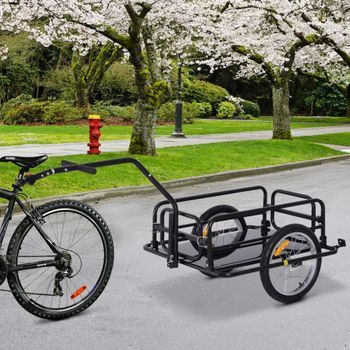 Remolque Para Bicicleta Homcom Metal Goma,155x71,5x77 Cm, Negro