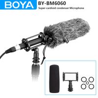 boya by-bm6060 microfono xlr microfono de condensador de escopeta supercardioide para videocamara dslr fabricacion de peliculas programa de tv entrevista