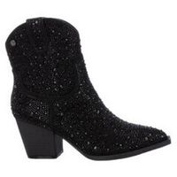 xti deportivas moda botin cowboy en antelina con piedras incrustadas tacon 7 cm para mujer