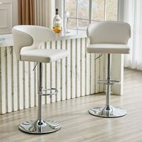 set de 2 taburetes de bar - mueble de cocina - pu y metal - blanco 497x45x110cm