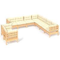 muebles de jardin 9 pzas y cojines madera maciza de pino crema vidaxl