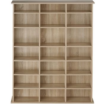 Estantería para cd y estantes regulables 105,5x19x136,5cm madera clara