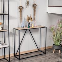 consola estilo industrial en madera y acero negro