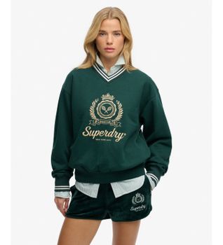 Superdry para mujer. W2012589A Sudadera Country Club verde (XL), Casual, Algodón