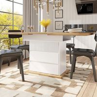 mesa de comedor 110140x80 cm blanca tres niveles de almacenamiento plegable para 4-6 personas cocinasalon