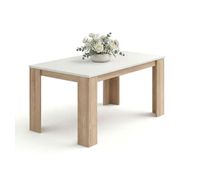 mesa de comedor fija en roble canadian y blanco artik 140x80 cm naya