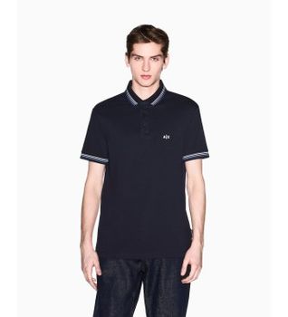 A|X Armani Exchange para hombre. XM002326AF13026UB101 Polo Classic Breathable marino (S), Casual, Algodón, Manga corta