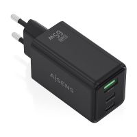 cargador de dispositivos moviles aisens asch-65w3p073-bk gan 65w 2xusb-c 1xusb-a negro carga rapida pd qc