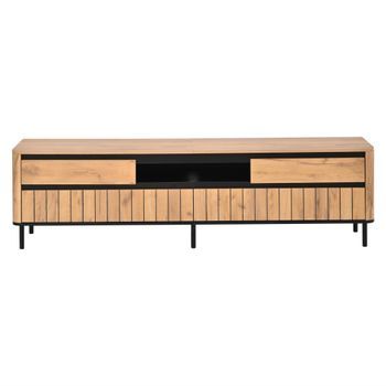 Mueble Tv De 180 Cm Para Televisión De 75 Pulgadas, Madera Natural Y Negro