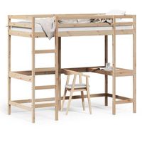 cama individual  cama para adultos  cama alta con escritorio madera maciza de pino 100x200 cm cfw12344