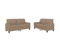 vidaxl juego de sofas con cojines 2 piezas cuero sintetico capuchino