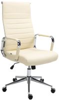 silla de oficina giratoria regulable en cuero autentico crema