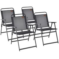 costway set de 4 sillas plegables de jardin sillas portatiles con asiento transpirable reposabrazos carga 150kg para terraza patio 68 x 55 x 84 cm