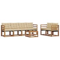 conjunto de sofas de exterior con cojin 7 piezas  mueble de jardin natural y beige