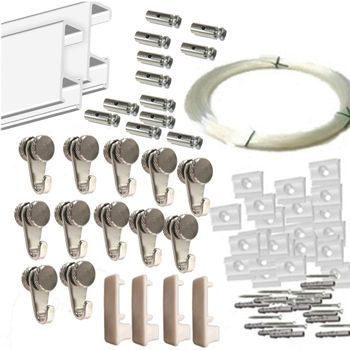 Pack Basic Rm De 6 Metros Guías De Aluminio (blanco) Con 12 Colgadores Nylon Para Colgar Cuadros… (blanco Mate)