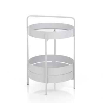 Mesa de centro con 2 estantes de acero blanco cm. Al.60,5 x ø.40