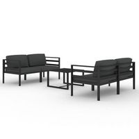set muebles de jardin 5 pzas y cojines aluminio gris antracita vidaxl