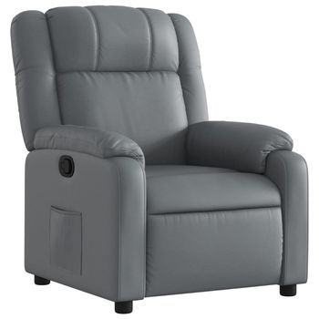 Sillón Reclinable De Cuero Sintético Gris