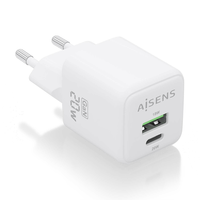 cargador aisens gan 20w 1xusb-c pd30 qc40 1xusb-a qc30 blanco