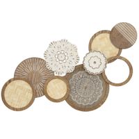 homcom decoracion mural de madera escultura mural de madera diseno unico con multiples discos 838 x 445 cm madera natural   aosom espana