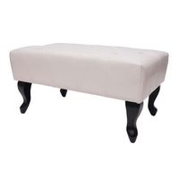 reposapies chesterfield otomano con estampado de rombos 39x77x47cm crema pvc 040003737
