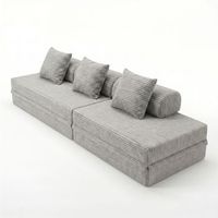 sofa modular 32 lugares convertible terciopelo a rayas gris