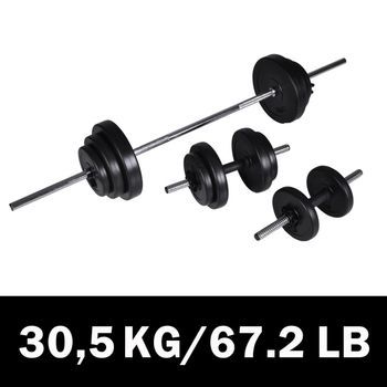 Juego De Barras + 2 Mancuernas 30,5kg Vidaxl