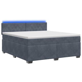Cama Tapizada 190x144x88 Cm Terciopelo - Gris