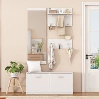 set de recibidor - mueble para entrada - tablero de particulas - blanco 90x30x415cm