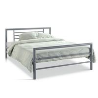 cama doble echo de metal 140x200 cm gris brillante con somier incluido