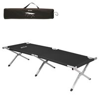 cama plegable camping aktive con estructura de aluminio 190x64x42 cm negro