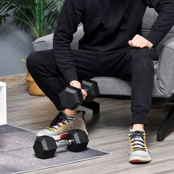 HOMCOM Juego de 2 mancuernas de 8 kg para culturismo, entrenamiento muscular, de metal negro y caucho, para hombre y mujer