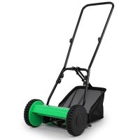 costway barrendero de cesped con ancho de corte de 30 cm corte ajustable de 15-40 mm caja de recoleccion 185 l verde y negro