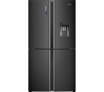 HISENSE RQ689N4WF1 Fridge Freezer - Black Steel, Black