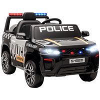 aiyaplay coche electrico para ninos de policia con mando a distancia motor doble sirena suspension en 4 ruedas y faros negro