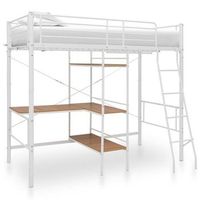 cama litera con mesa sin colchon metal blanco 90x200 cm vidaxl